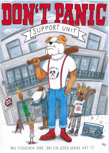 Don´t Panic Support Unit (Poster) GEFALTET A2 Drawing Hochglanz Lack * Soli-Aktion