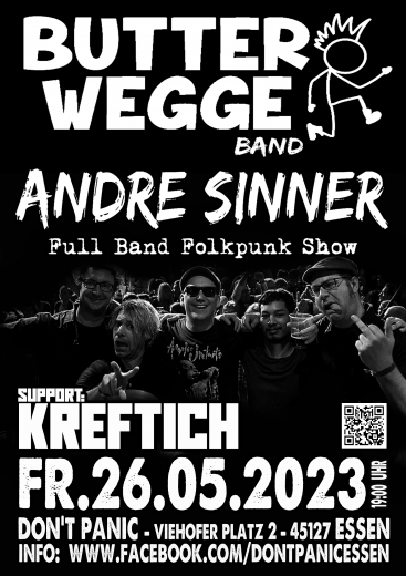 Andre Sinner, Butterwegge  & friends (Ticket) 26.05.2023 Dont Panic Essen
