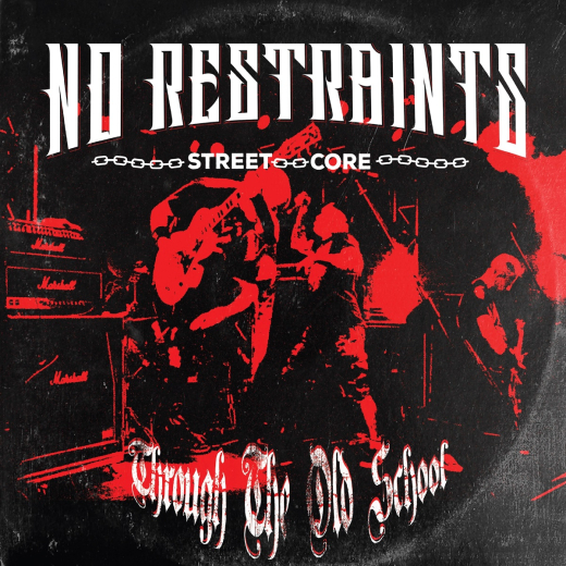 No Restraints - Through the old school (LP) Scene Edition milky black splatter Vinyl