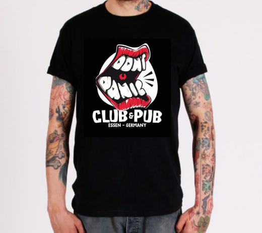 Dont Panic - classic Club logo GIRLIE (black)