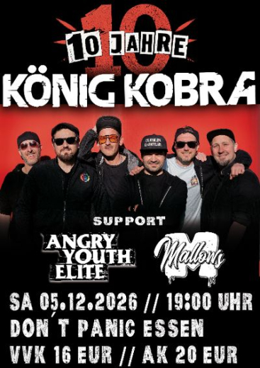 König Kobra 10 Jahre Jubi-Show (Ticket)  05.12.26 Dont Panic Essen