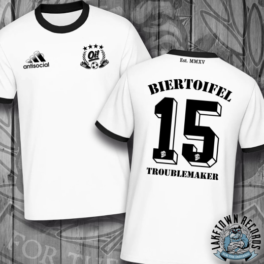 Biertoifel - Troublemaker Retro Soccer T-Shirt (white)