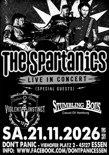 The Spartanics, Violent Instinct, Stumbling Bois! (Ticket) 21.11.26 Dont Panic Essen